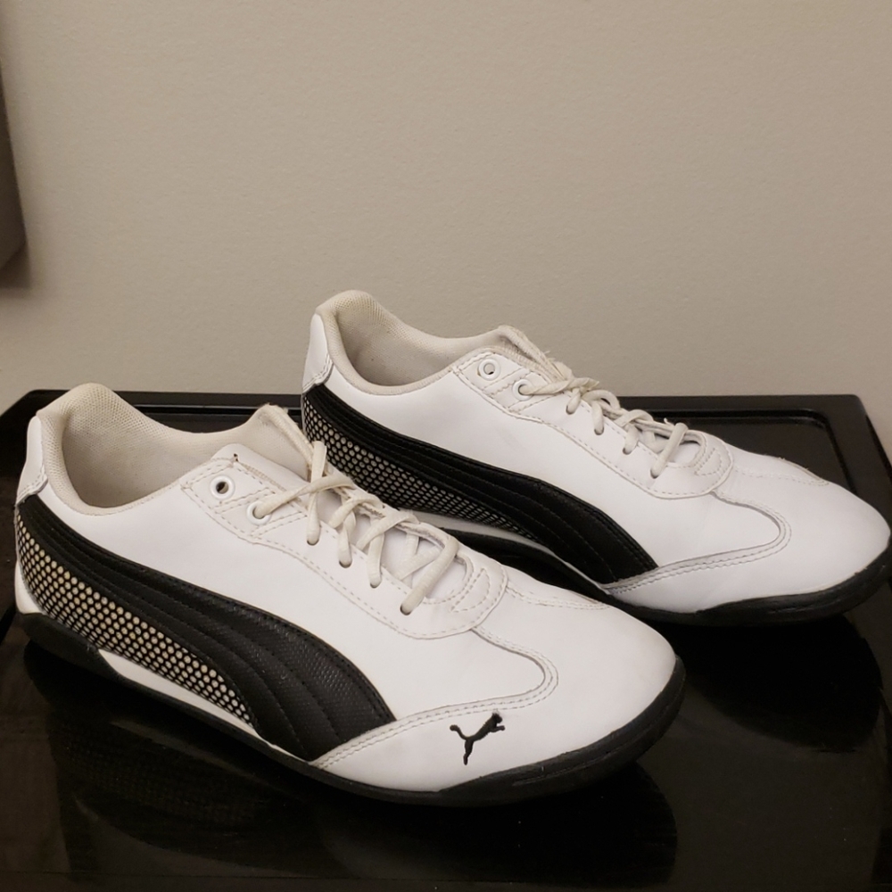 White and Black Puma Sneakers